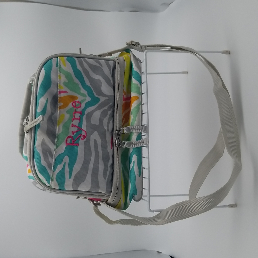 Pottery Barn Teen Gear-Up Dual Compartment Lunch Bag Rainbow Zebra *Embroidered*